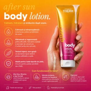 After Sun Body Lotion, Soothing Shimmering Aloe Vera Lotion for Sun-Exposed Skin, Refreshing & Hydrating Effect, 250ML - Image 2