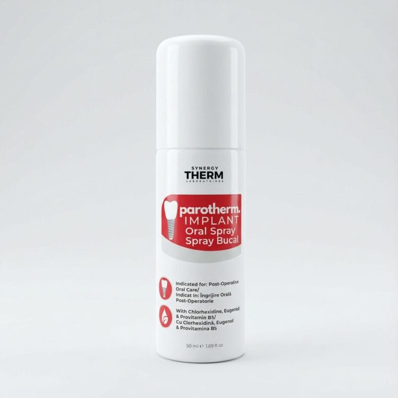 Parotherm Implant - Spray Oral Calmant și Regenerant cu Clorhexidină, Mentă și Provitamina B5